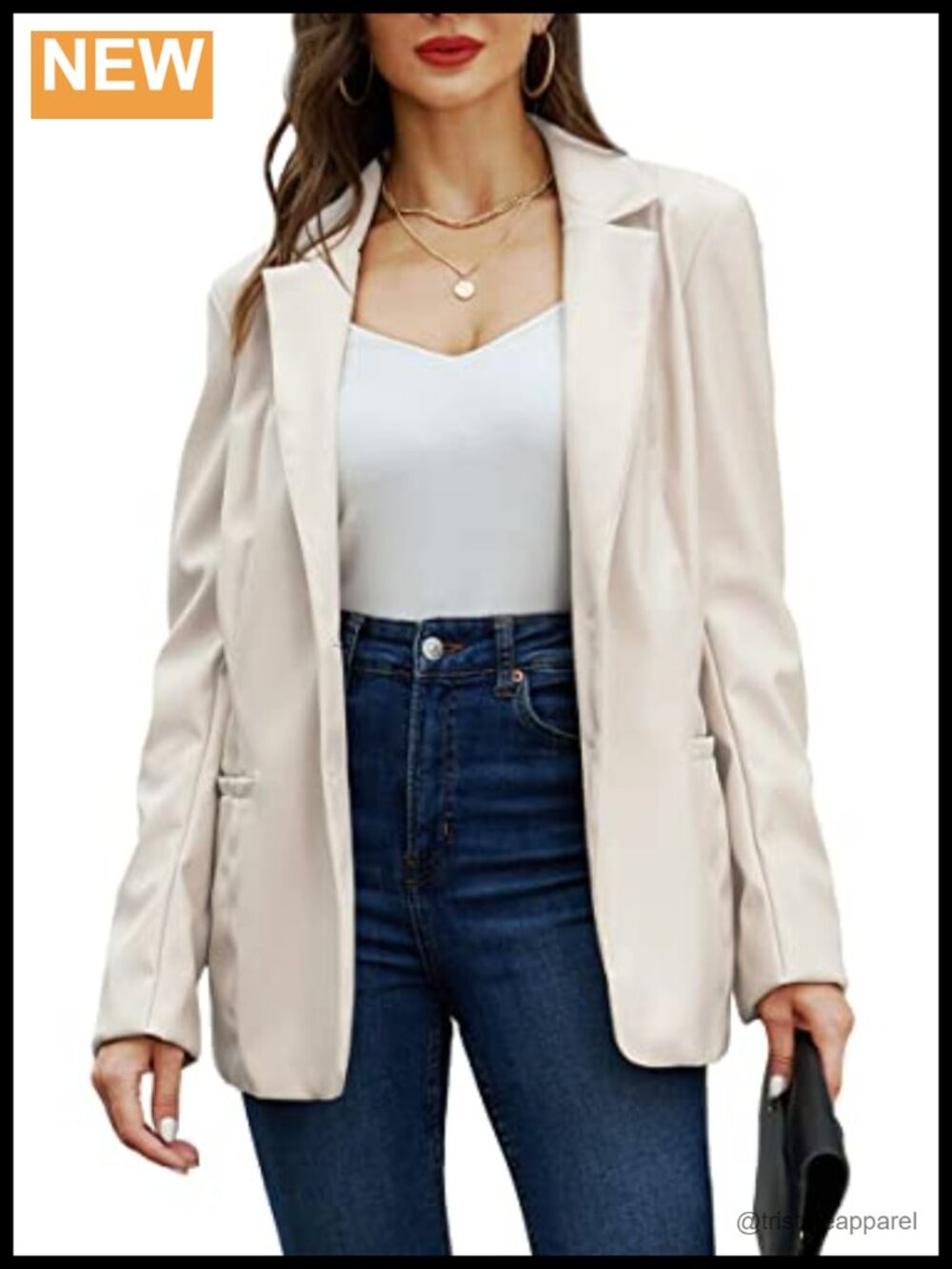 Women Faux Leather Blazer Jacket Long Sleeve PU Leather Coat
